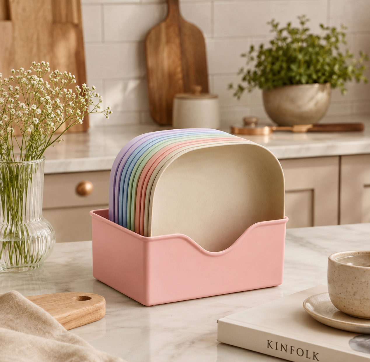 Kit Eco Gourmet 10 Pratos Inquebráveis com Base Organizadora