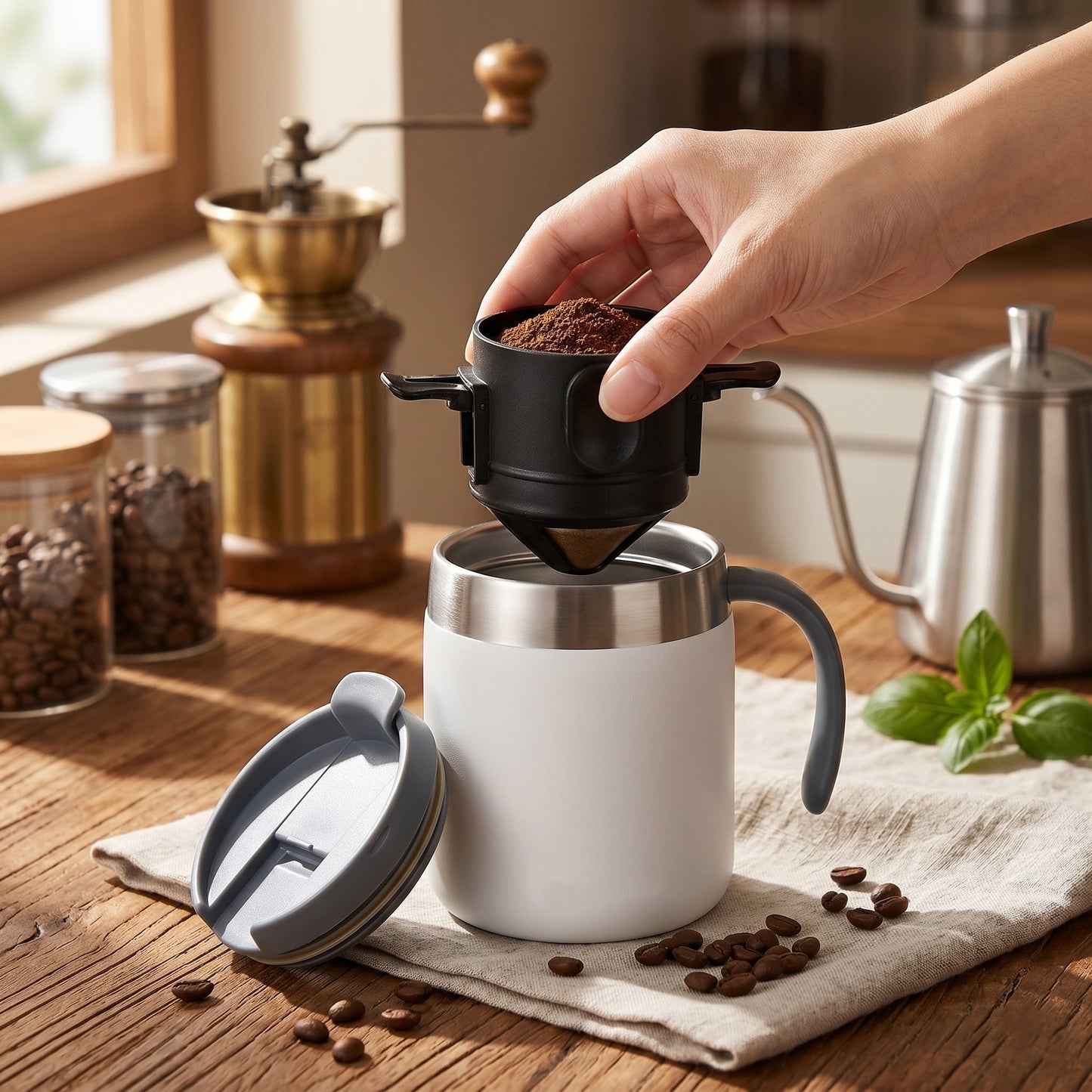 Mini Coador EcoBrew Portátil - Café Fresco em Qualquer Lugar
