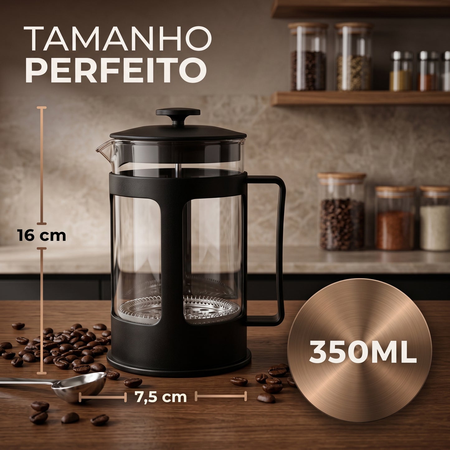 Prensa Francesa e Cremeira 2 em 1 (350ml) - O Segredo das Cafeterias na Sua Casa
