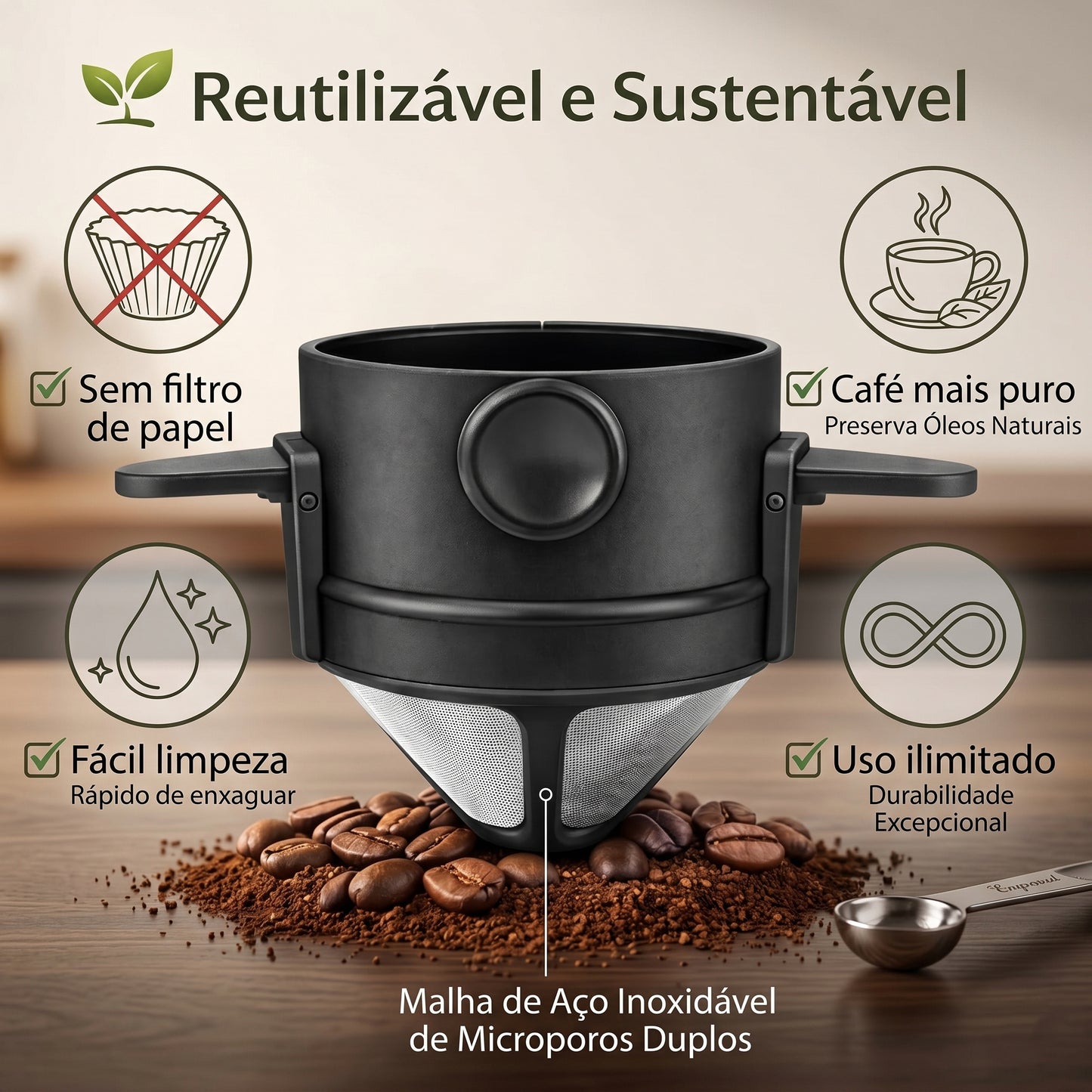 Mini Coador EcoBrew Portátil - Café Fresco em Qualquer Lugar