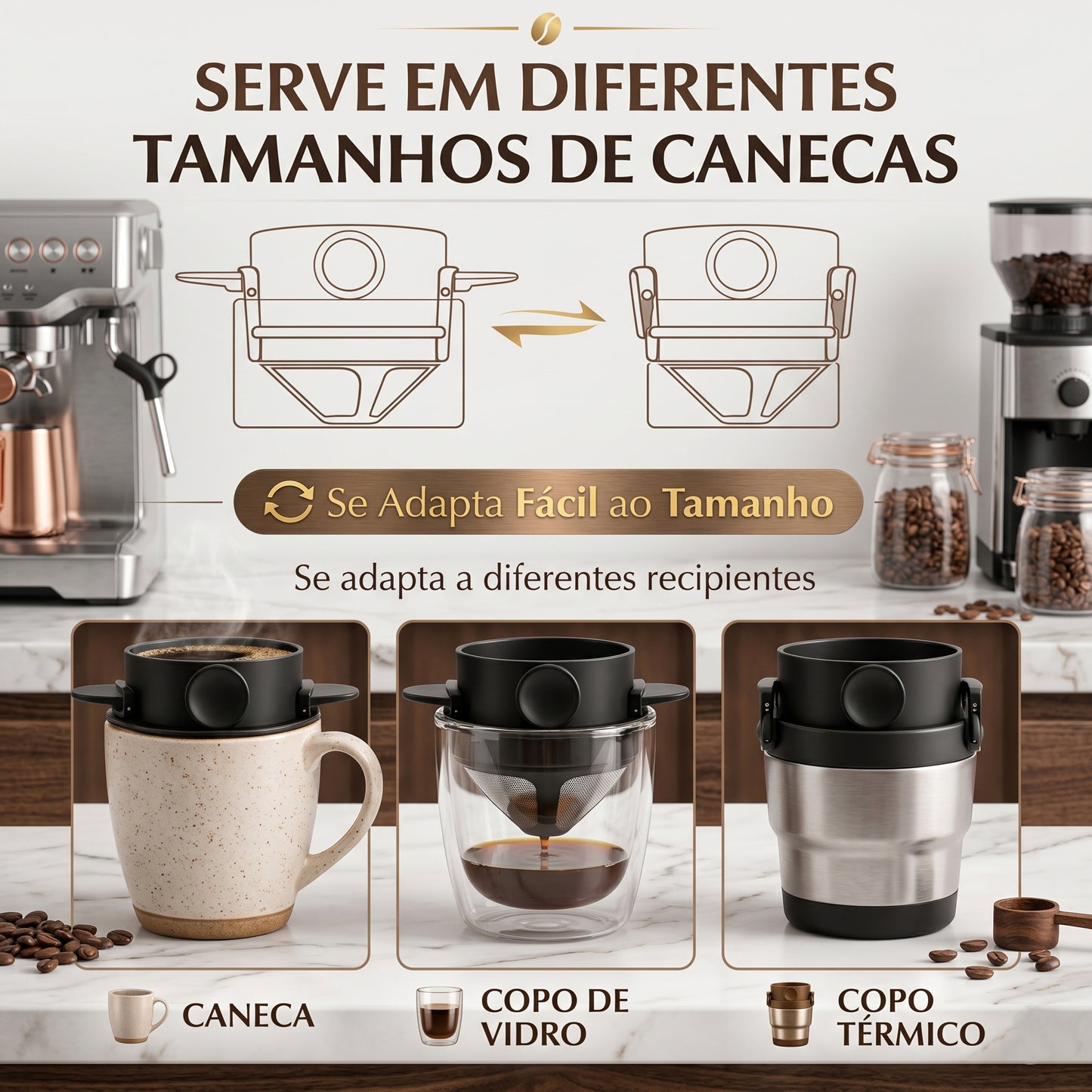 Mini Coador EcoBrew Portátil - Café Fresco em Qualquer Lugar