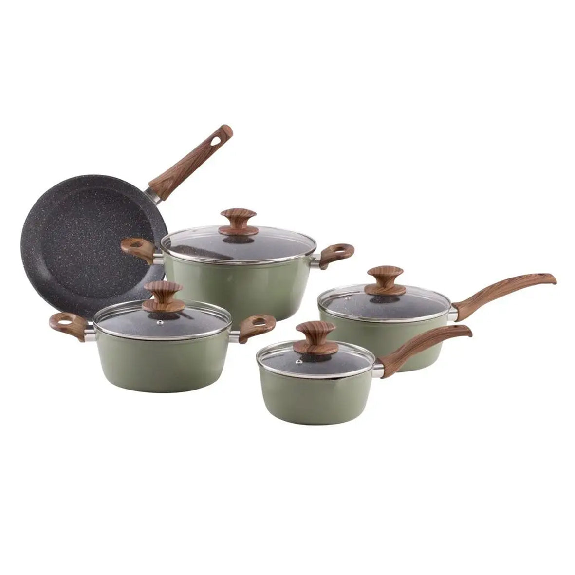 Conjunto de Panelas Brinox Optima 5 Peças - Antiaderente Premium Edição Amadeirada