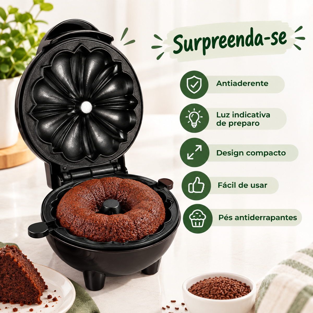 Mini Máquina de Bolo Elétrica - SnackMaker Pro