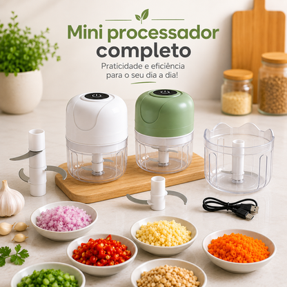 Mini Triturador Elétrico Sem Fio 250ml - Praticidade Express na Cozinha