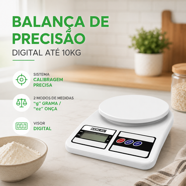 Balança Digital de Alta Precisão 1g a 10kg com Função Tara