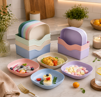 Kit Eco Gourmet 10 Pratos Inquebráveis com Base Organizadora