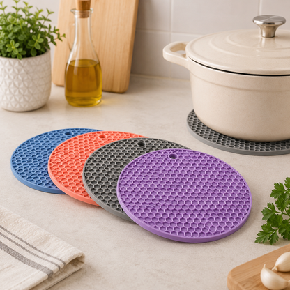 Descanso Térmico para Bancadas - Kit 4 Unidades de Silicone Premium