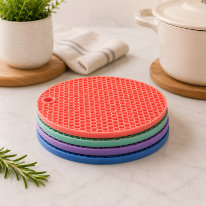 Descanso Térmico para Bancadas - Kit 4 Unidades de Silicone Premium