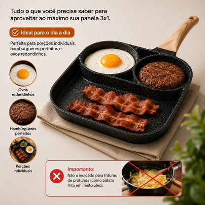 Multi-Frigideira Premium 3 em 1 | Antiaderente Máx.