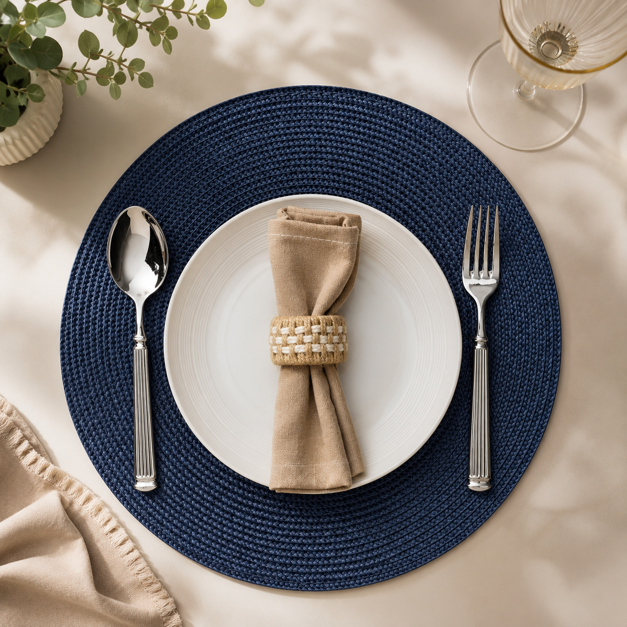 Kit 4 Jogos Americanos Navy Elegance - Trama Lavável e Antiderrapante