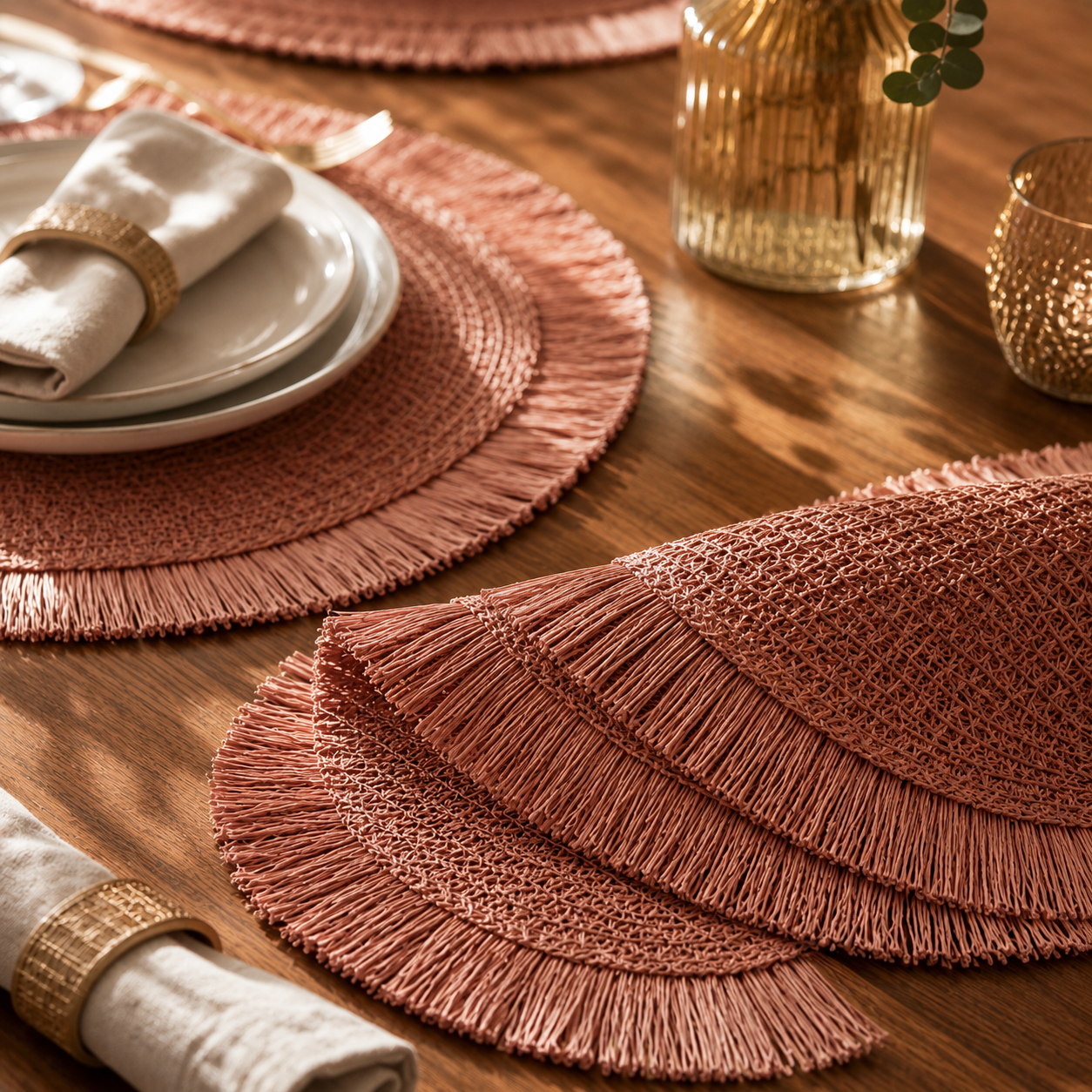 Kit 4 Jogos Americanos Boho com Franjas - Trama Artesanal