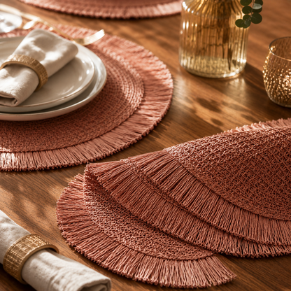Kit 4 Jogos Americanos Boho com Franjas - Trama Artesanal