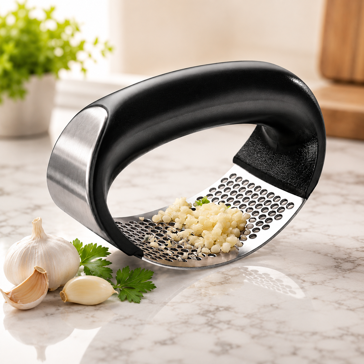 Amassador Ergonômico Inox - Alho Triturado sem Cheiro nas Mãos