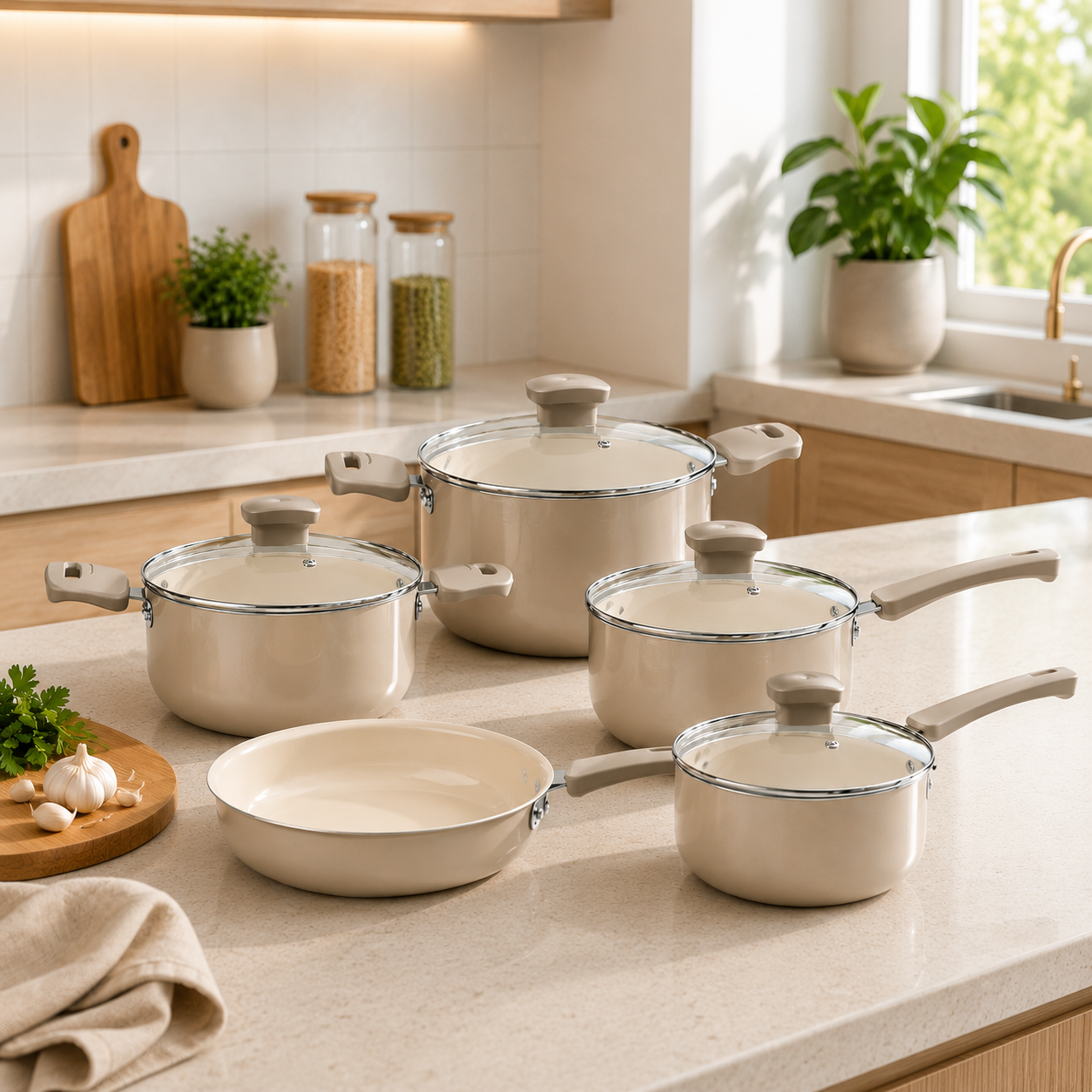 Conjunto de Panelas Tramontina Ceramic Life 5 Peças - Edição Veronese Linho