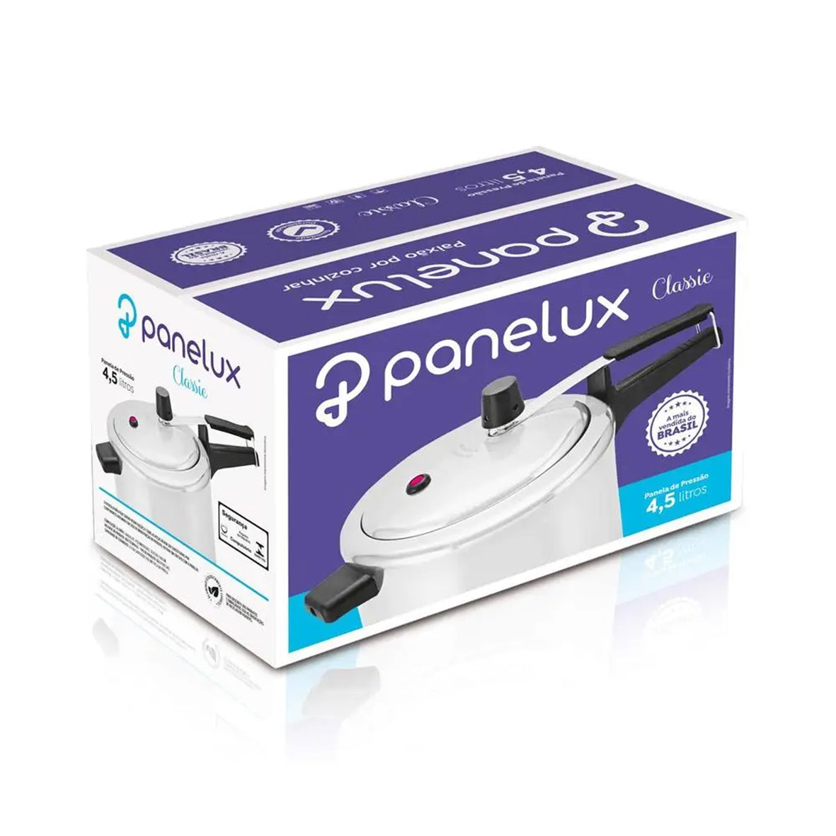 Panela de Pressão Panelux Classic 4,5L - Alumínio Polido com Fechamento Seguro