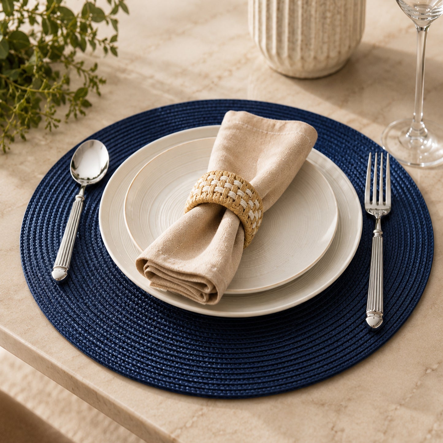 Kit 4 Jogos Americanos Navy Elegance - Trama Lavável e Antiderrapante